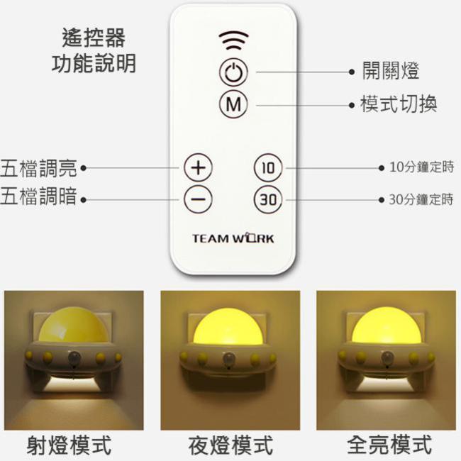 iSFun 發光飛碟 紅外線遙控智能夜燈 黃