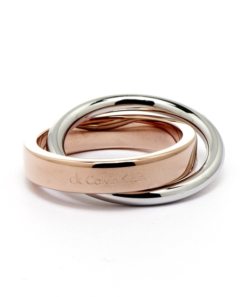 Calvin Klein CK coil雙環式愛戀玫瑰金時尚設計款戒指
