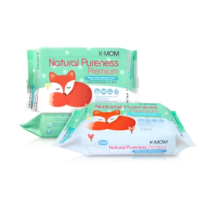 韓國MOTHER-K純淨自然幼兒濕紙巾(20抽/包)-隨身柔花款