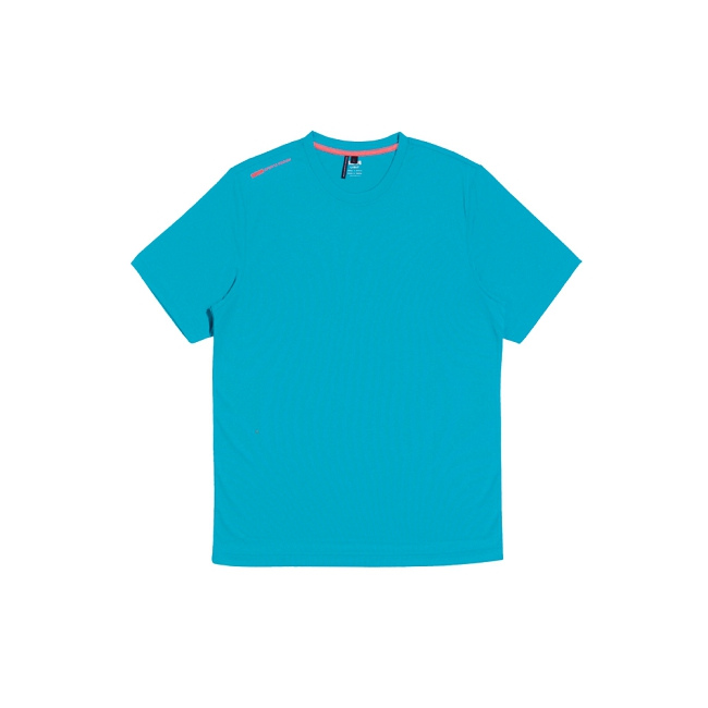 SASAKI 抗紫外線速乾吸排功能休閒圓領短衫-男-孔雀藍/豔桔