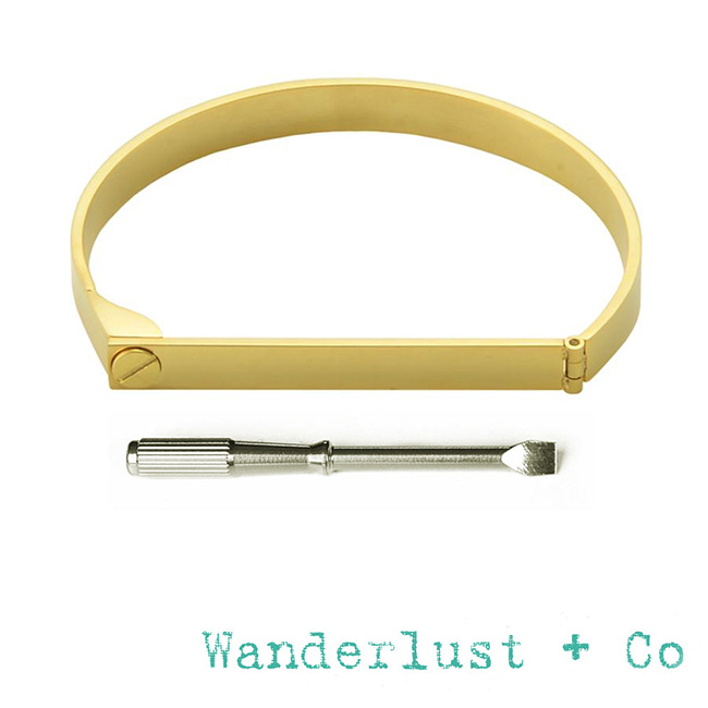 Wanderlust+Co 澳洲品牌 鉚釘金色手環 附螺絲起子 SCREW & BAR