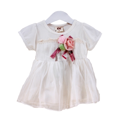 魔法Baby 胸花裝飾純色網紗連身裙 k33786