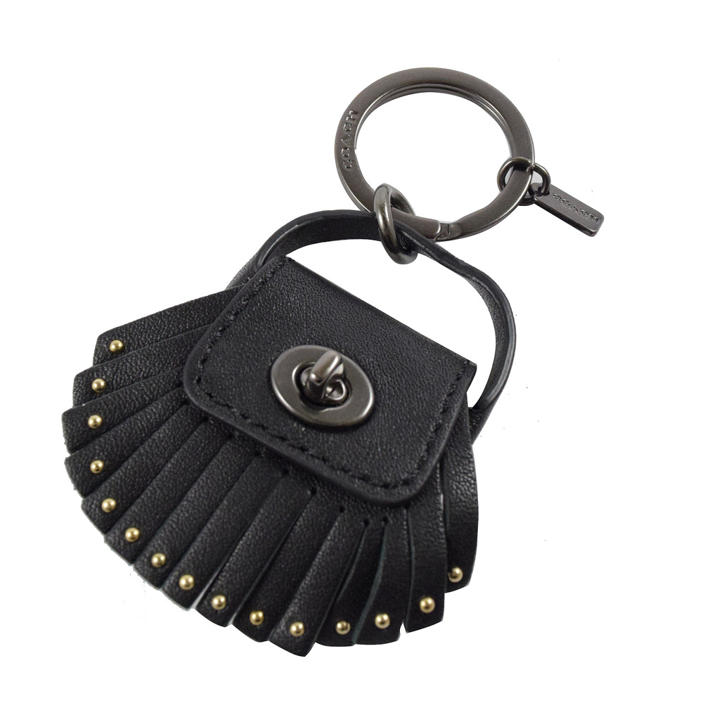 COACH  經典LOGO流蘇包造型吊飾鑰匙圈.古銅