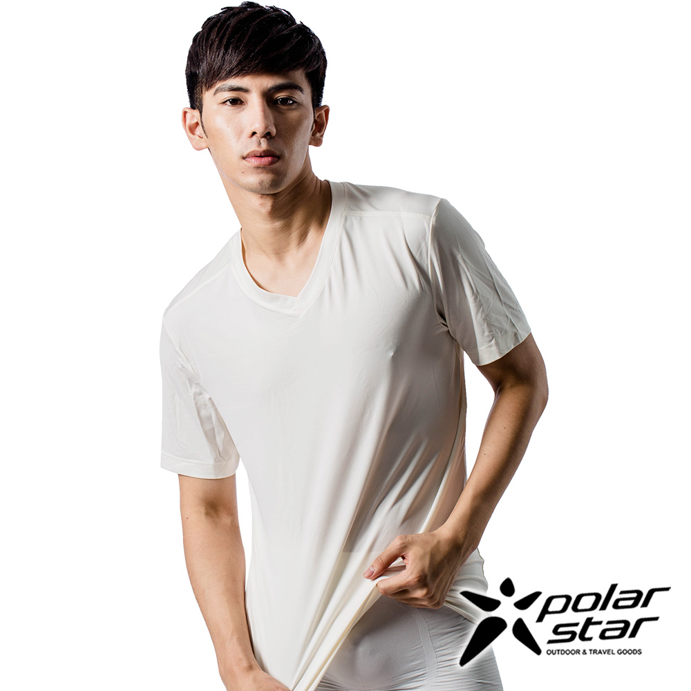 PolarStar 男 COOLMAX 排汗內衣 短袖T恤『米白』P9103