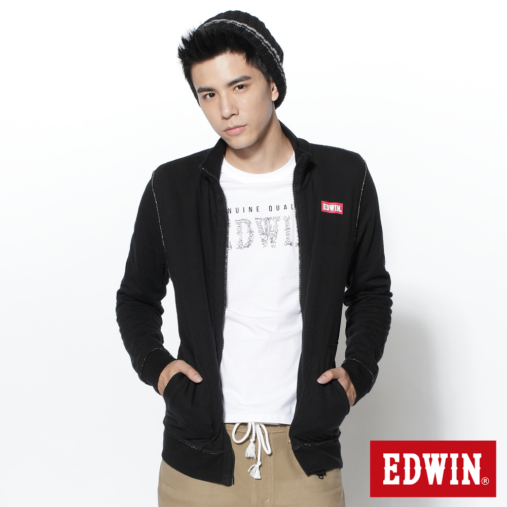 EDWIN 巧思加乘 雙面穿橫條長袖拉T-男款(黑色)