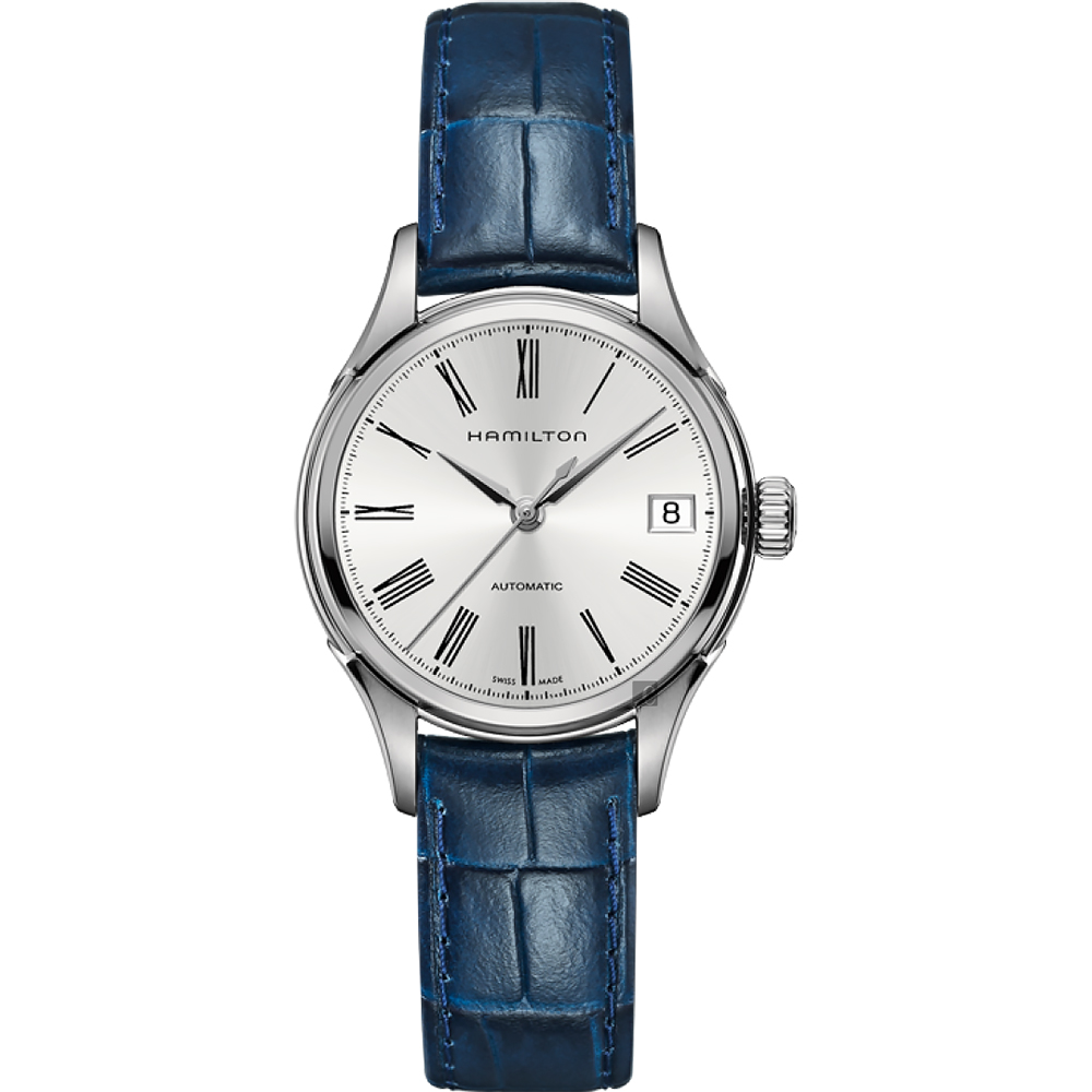 Hamilton漢米爾頓 AMERICAN CLASSIC 羅馬機械錶-銀x藍/34mm