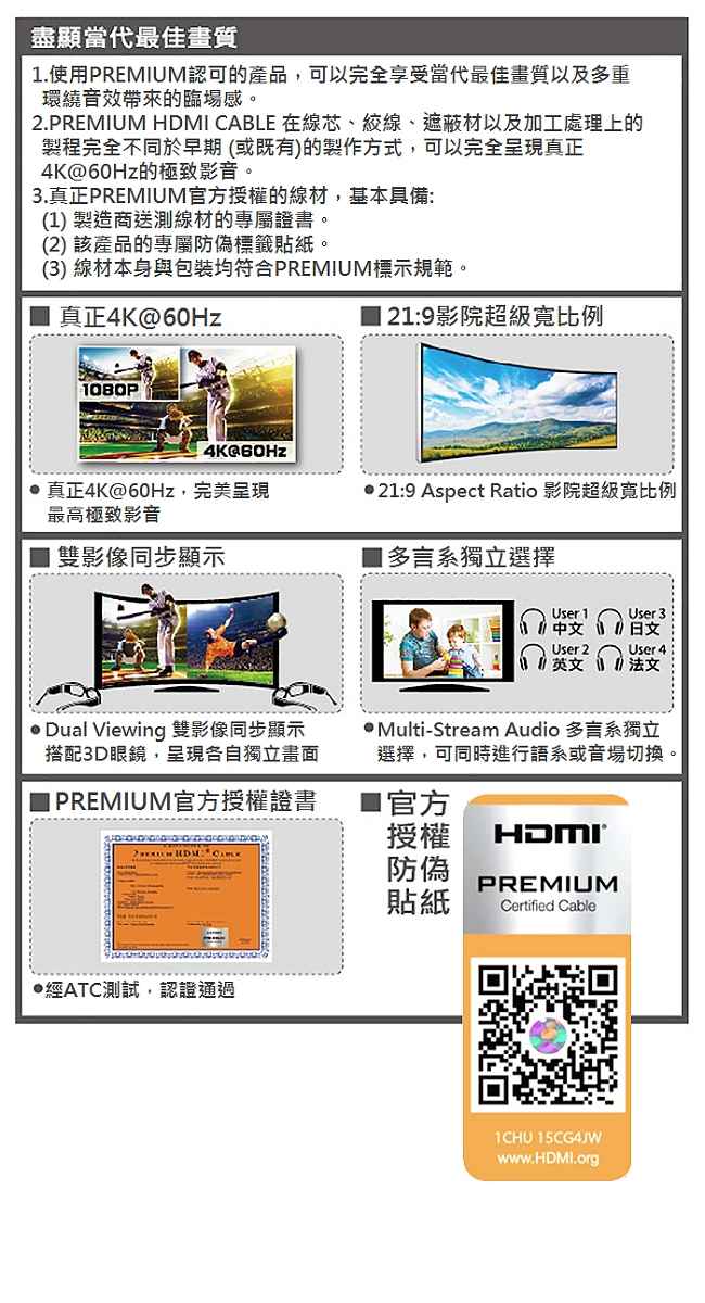 PX大通 HD2-2MX 4K60Hz高畫質PREMIUM高速HDMI 2.0編織線