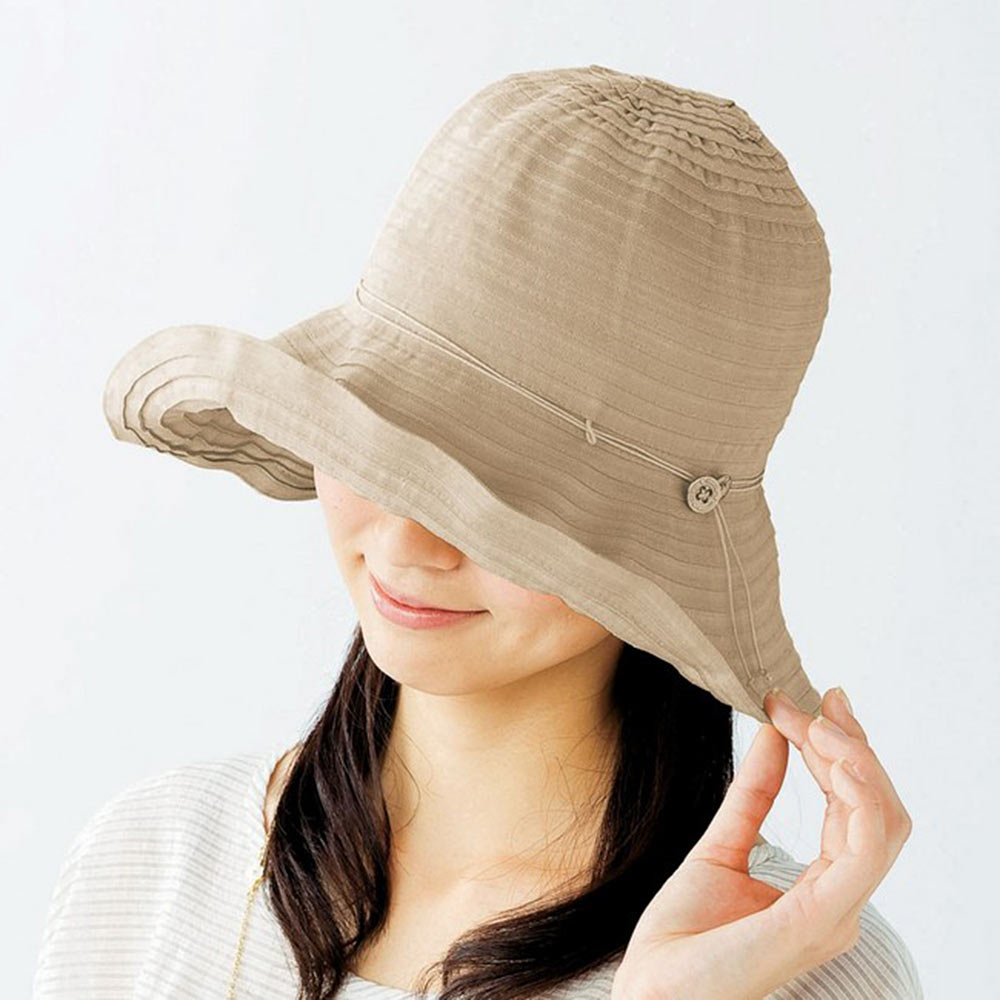 【Sunlead】可塑型折邊款。日系寬圓頂寬緣透氣遮陽軟帽 (淺褐色)