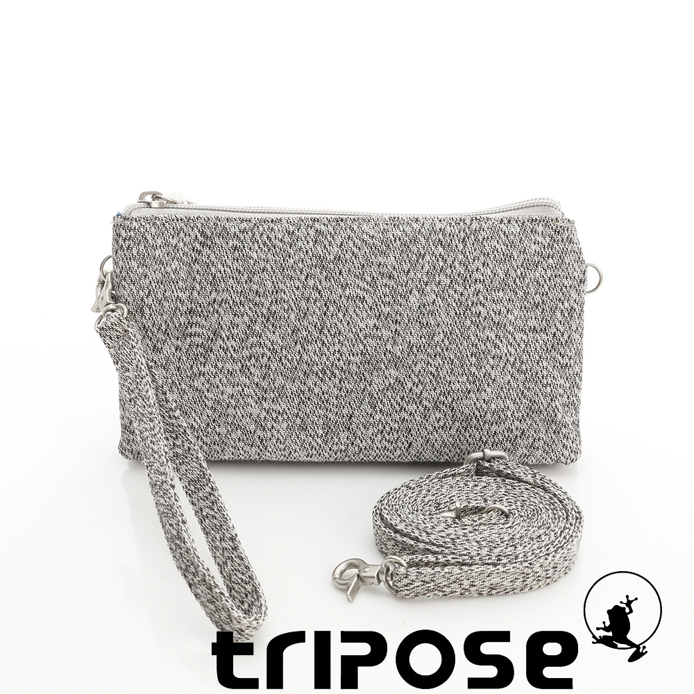 tripose 漫遊系列岩紋簡約微旅手拿/側肩包 灰