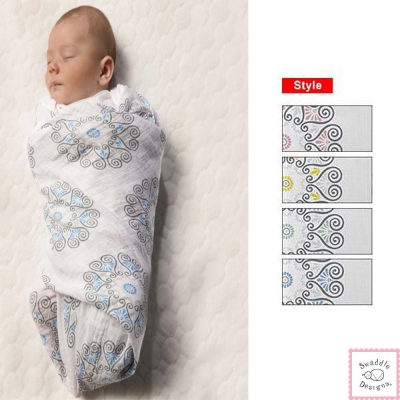 Swaddle Designs 薄棉羅紗多用途嬰兒包巾-牡丹圖紋