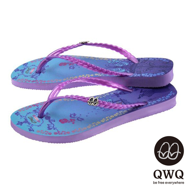 QWQ夾拖的創意(女) - 藝術塗鴨 我的祕密花園夾腳拖鞋 - 神秘紫