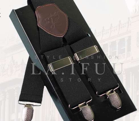 拉福吊帶三夾3.5cm紳士吊帶附紙盒(黑.深藍)