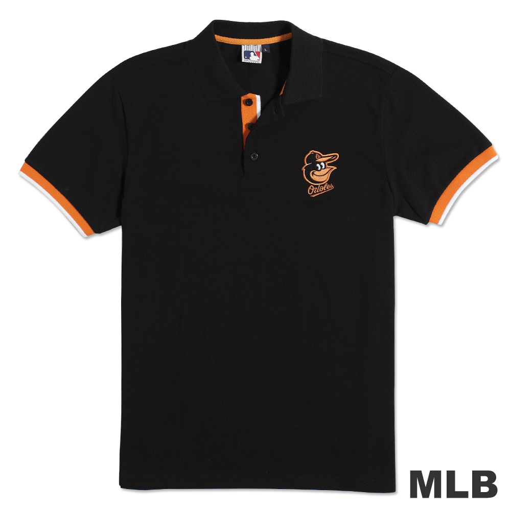 MLB-巴爾的摩金鶯隊經典隊徽電繡POLO衫-黑(男)