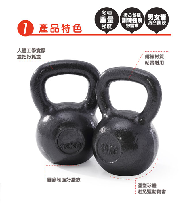 【FIT SO】鑄鐵壺鈴 12KG