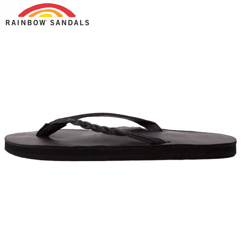 Rainbow Sandals美國人氣全真皮夾腳休閒拖鞋-黑色