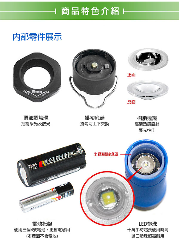 Naturehike三段式多功能省電LED手電筒 帳棚燈 營地燈 藍色-急