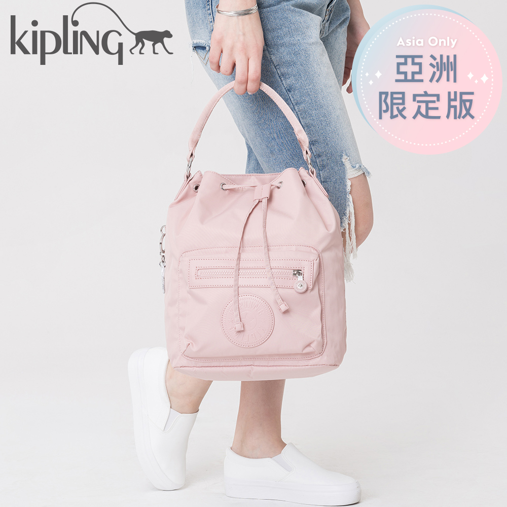 Kipling 手提包 櫻花粉素面-中