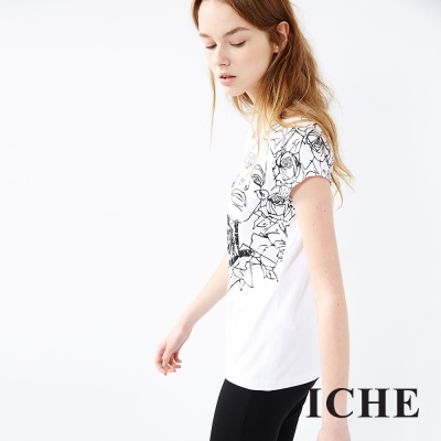 ICHE 衣哲 人像印花亮片上衣