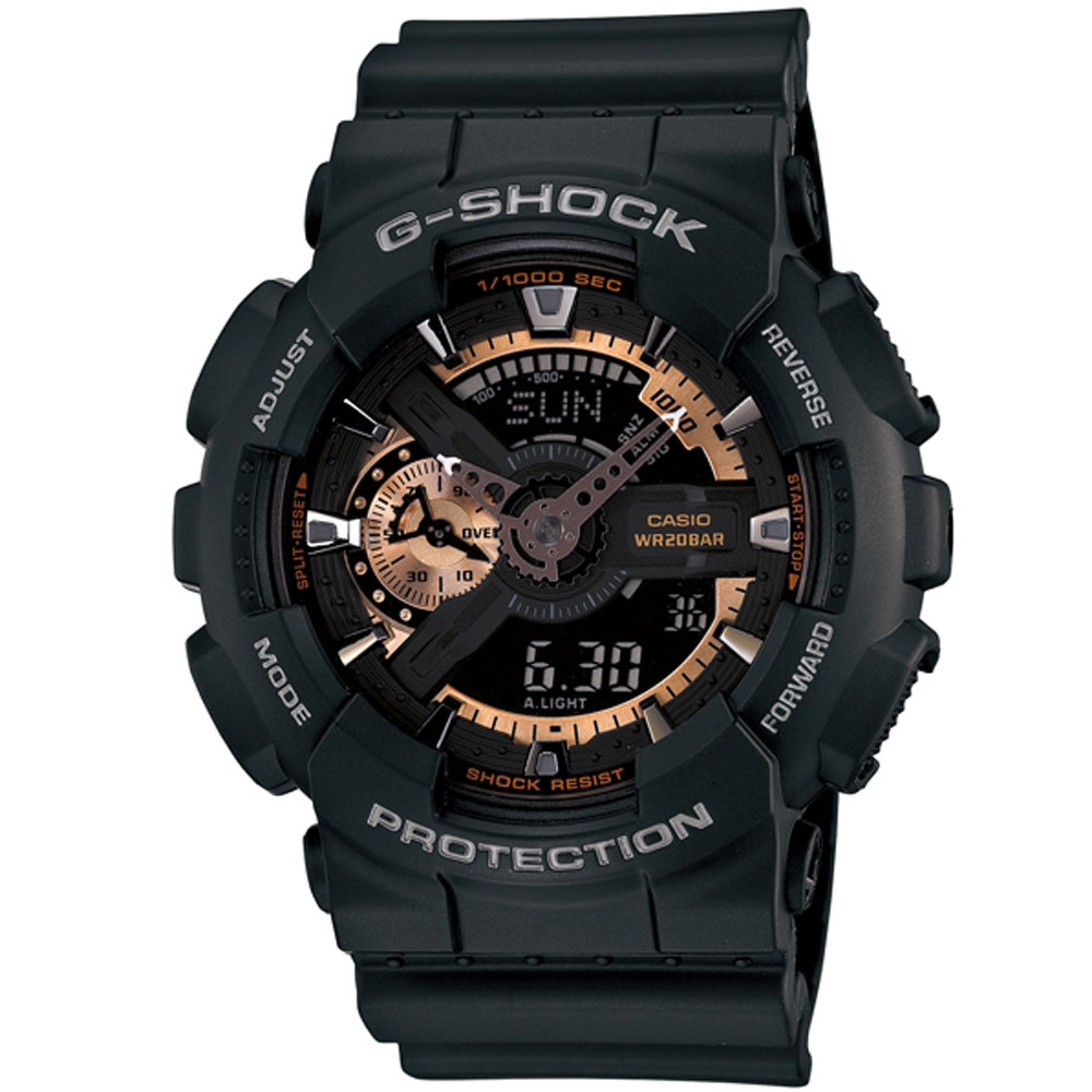 G-SHOCK 重機裝置造型雙顯運動錶(GA-110RG-1A)