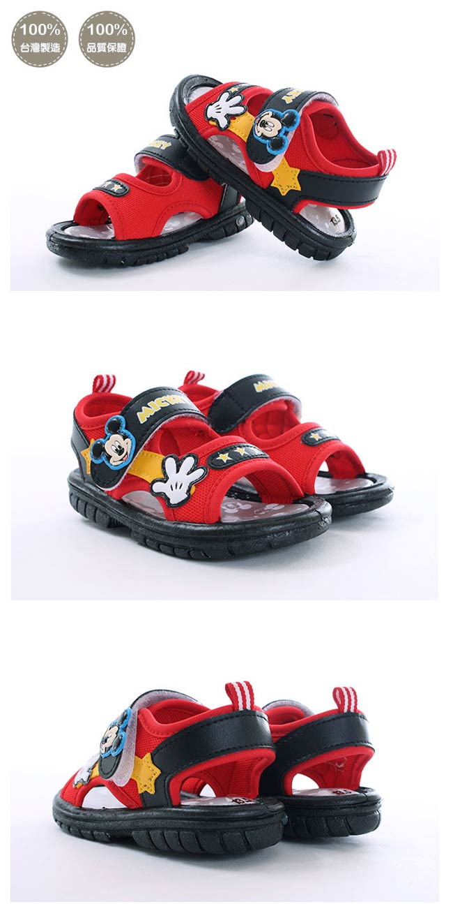 迪士尼米奇寶寶嗶嗶涼鞋 黑紅 sk0387 魔法Baby