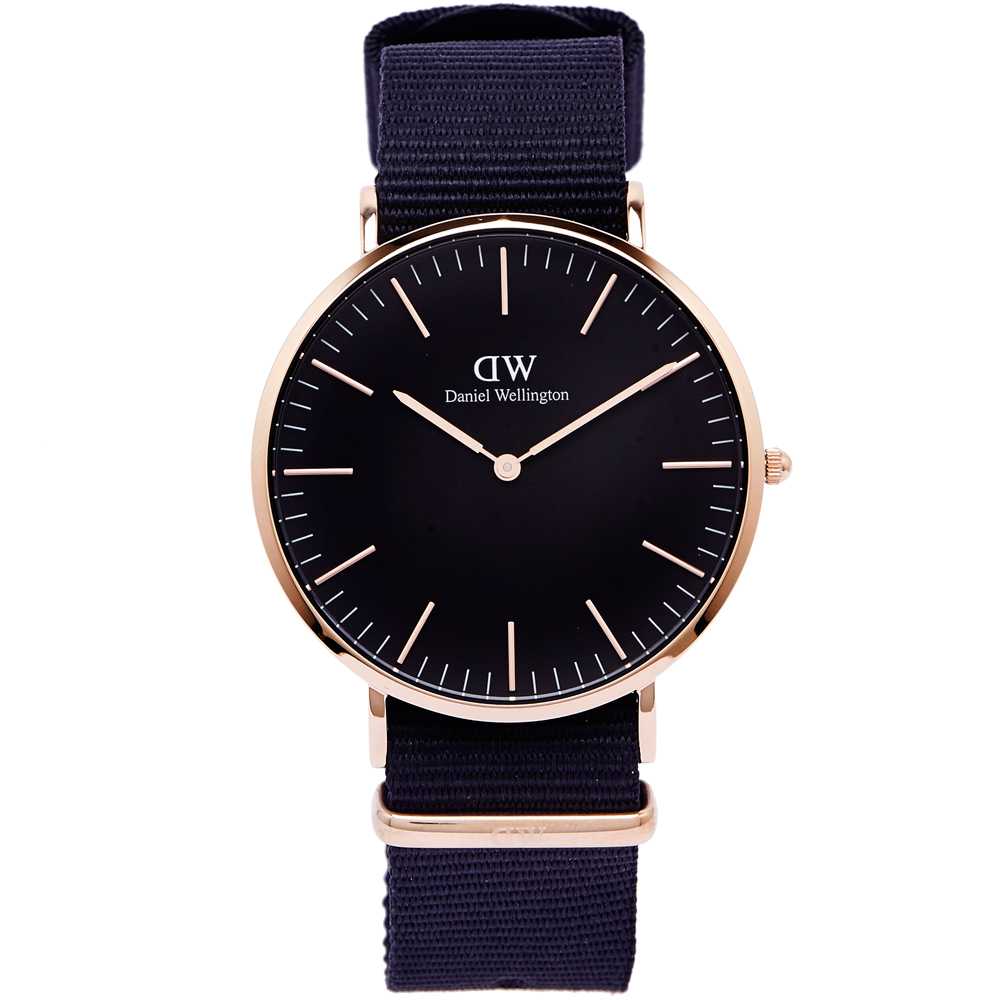 DW Daniel Wellington Cornwall手錶-黑面X玫瑰金色框/40mm