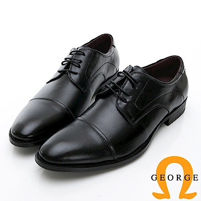 GEORGE 喬治-時尚職人系列 經典真皮小圓楦紳士鞋皮鞋-黑