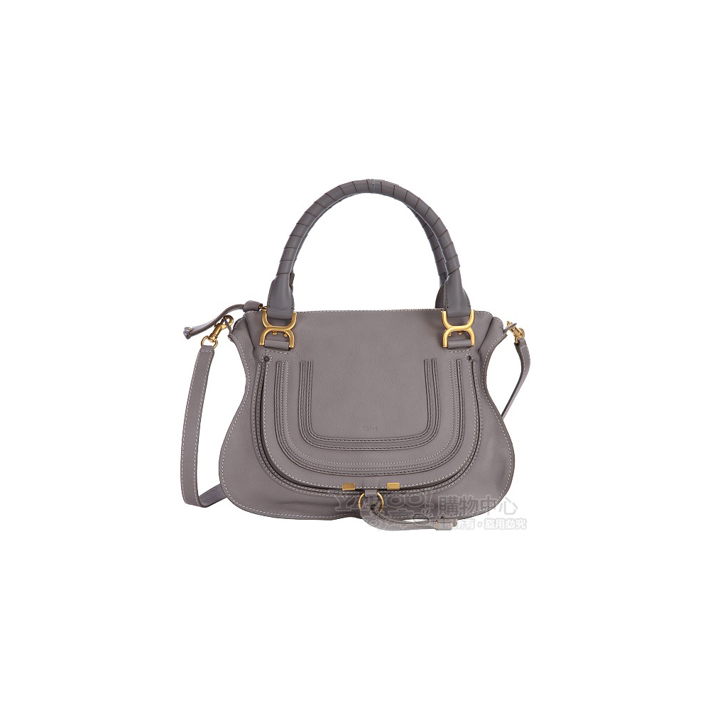 CHLOÉ 灰色小牛皮兩用Marcie Bag(中/CASHMERE GREY)