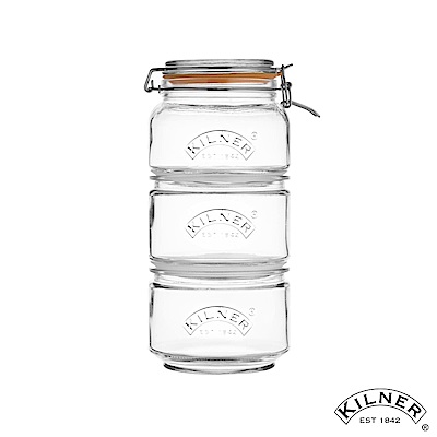 KILNER 可堆疊式密封玻璃儲存罐3入套組