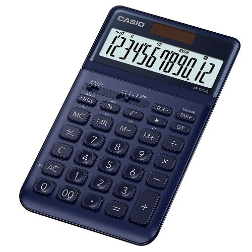 CASIO 12位元時尚霧面系列桌上型計算機(JW-200SC-NY)-星空藍