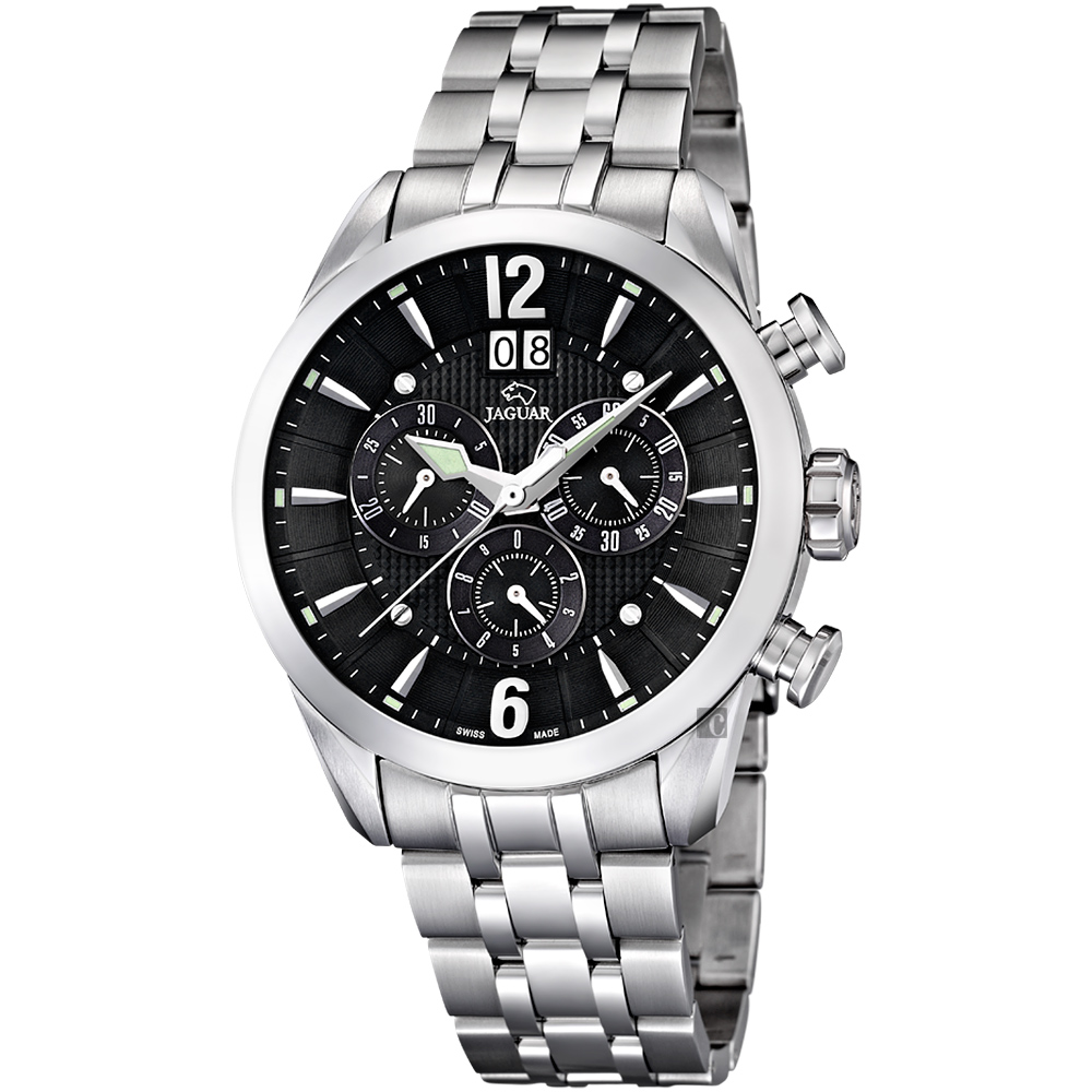 JAGUAR ACAMAR 紳士計時手錶-黑x銀/43mm