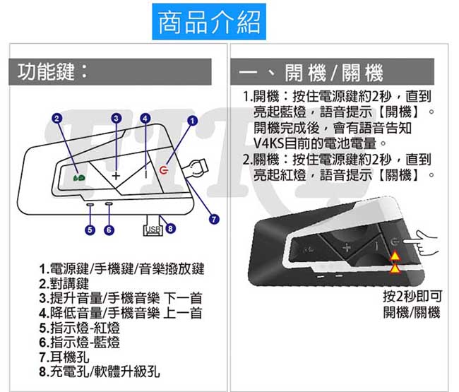 MTS V4KS 安全帽無線藍牙耳機