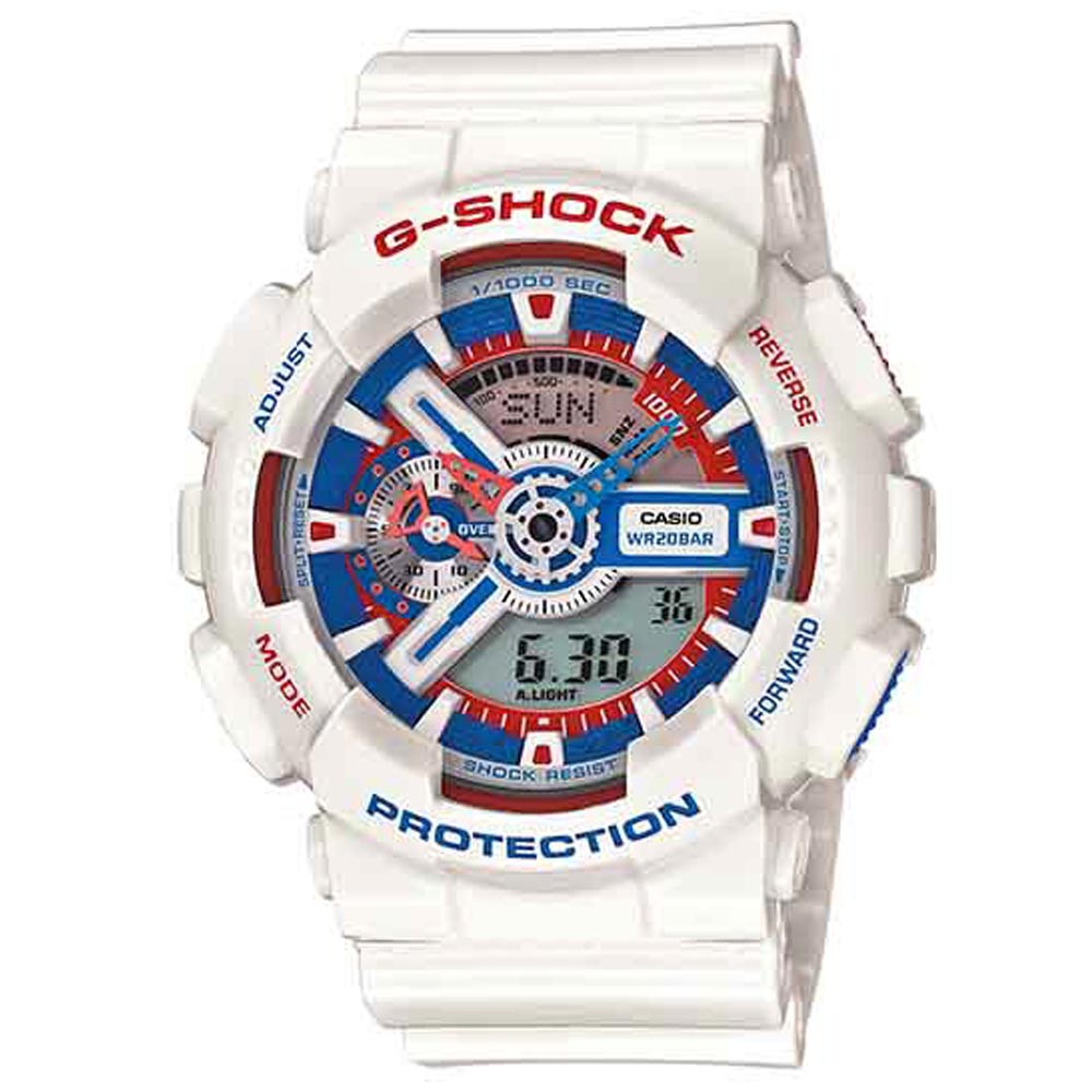 G-SHOCK  鋼彈系列色系運動錶(GA-110TR-7A)-藍紅白夏日版/51.2mm
