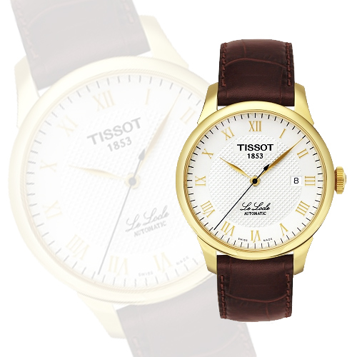 TISSOTLe Locle 力洛克圖騰紋機械錶-金/39mm