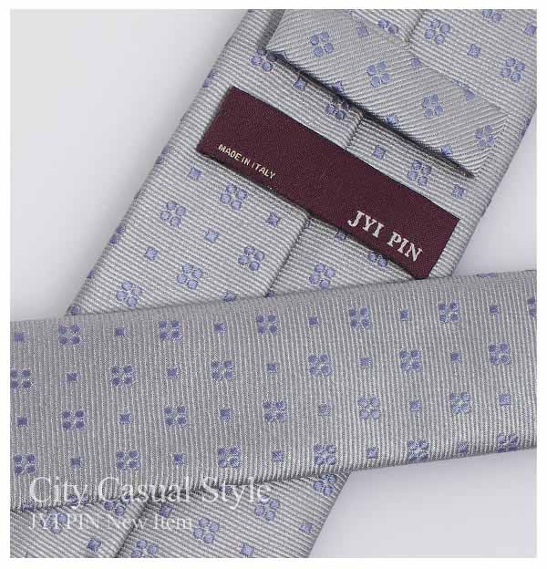 極品西服-紳士小花灰底絲質領帶(YT0108)