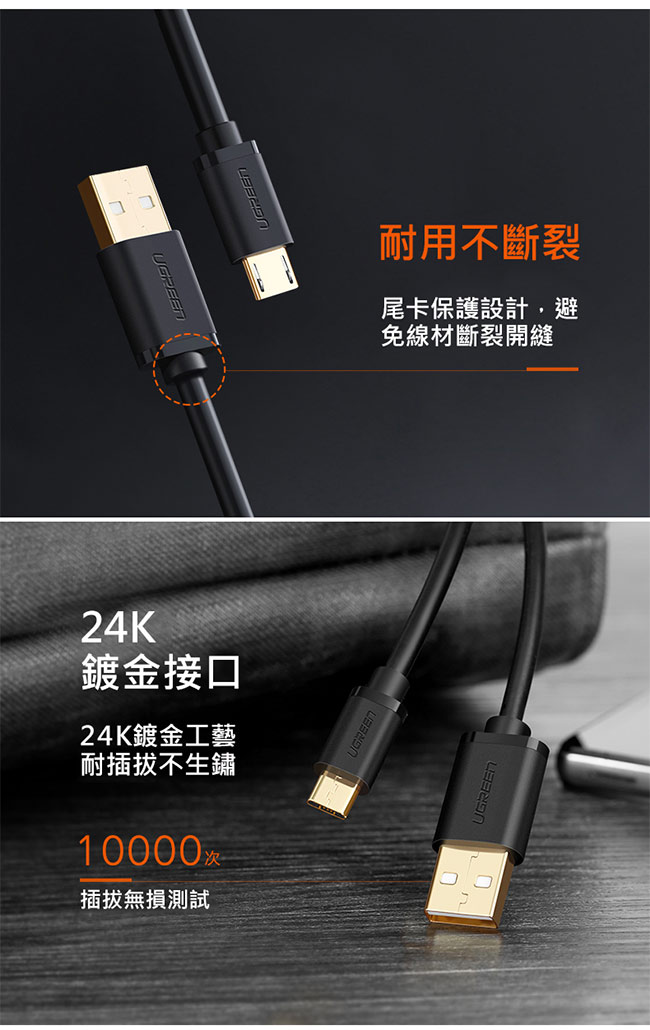 綠聯 Micro USB手機傳輸充電線 0.5M