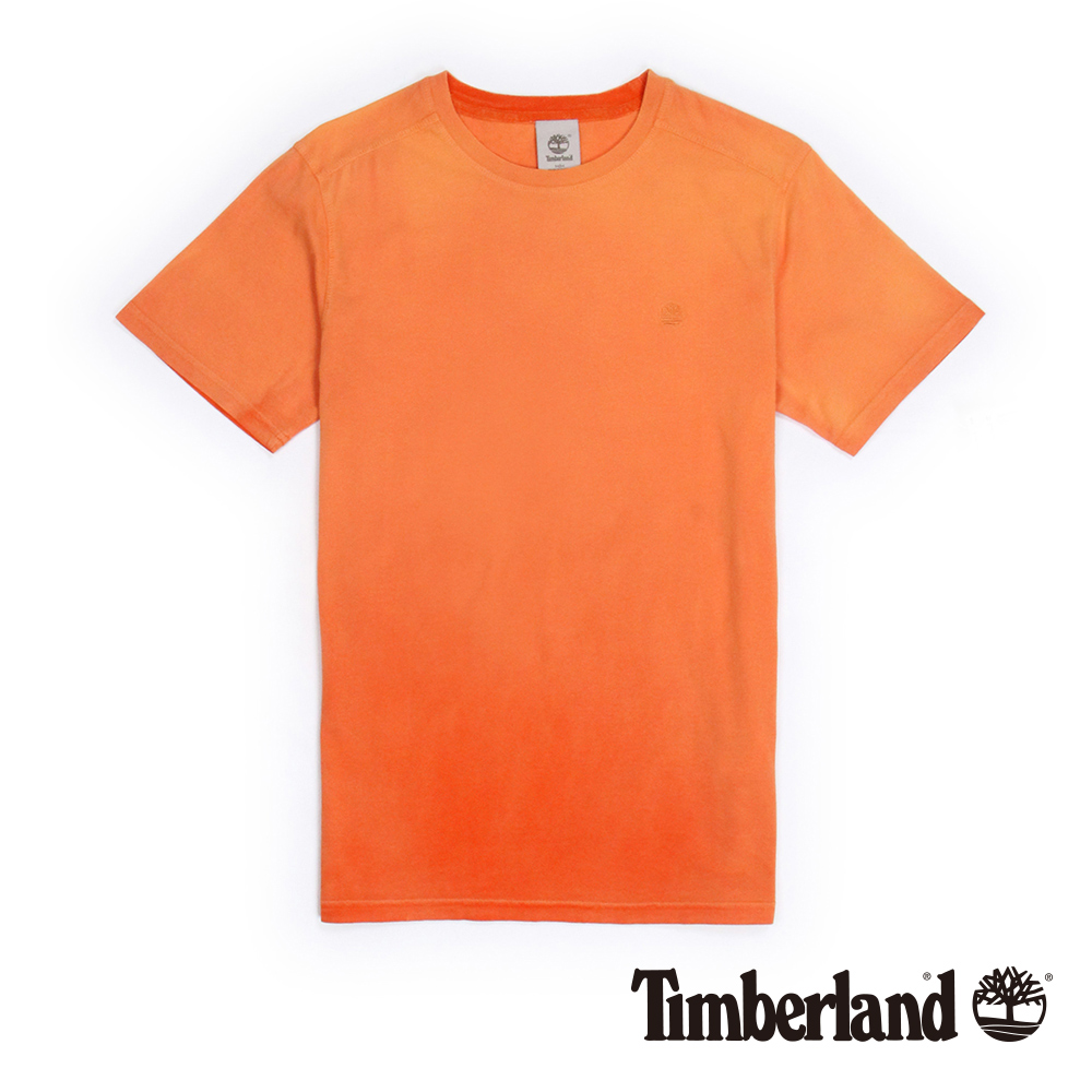 Timberland 男款焦橙色素面LOGO刺繡短袖T恤