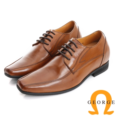 GEORGE 喬治-內增高系列 牛皮小方楦綁帶紳士鞋皮鞋(男)-棕色