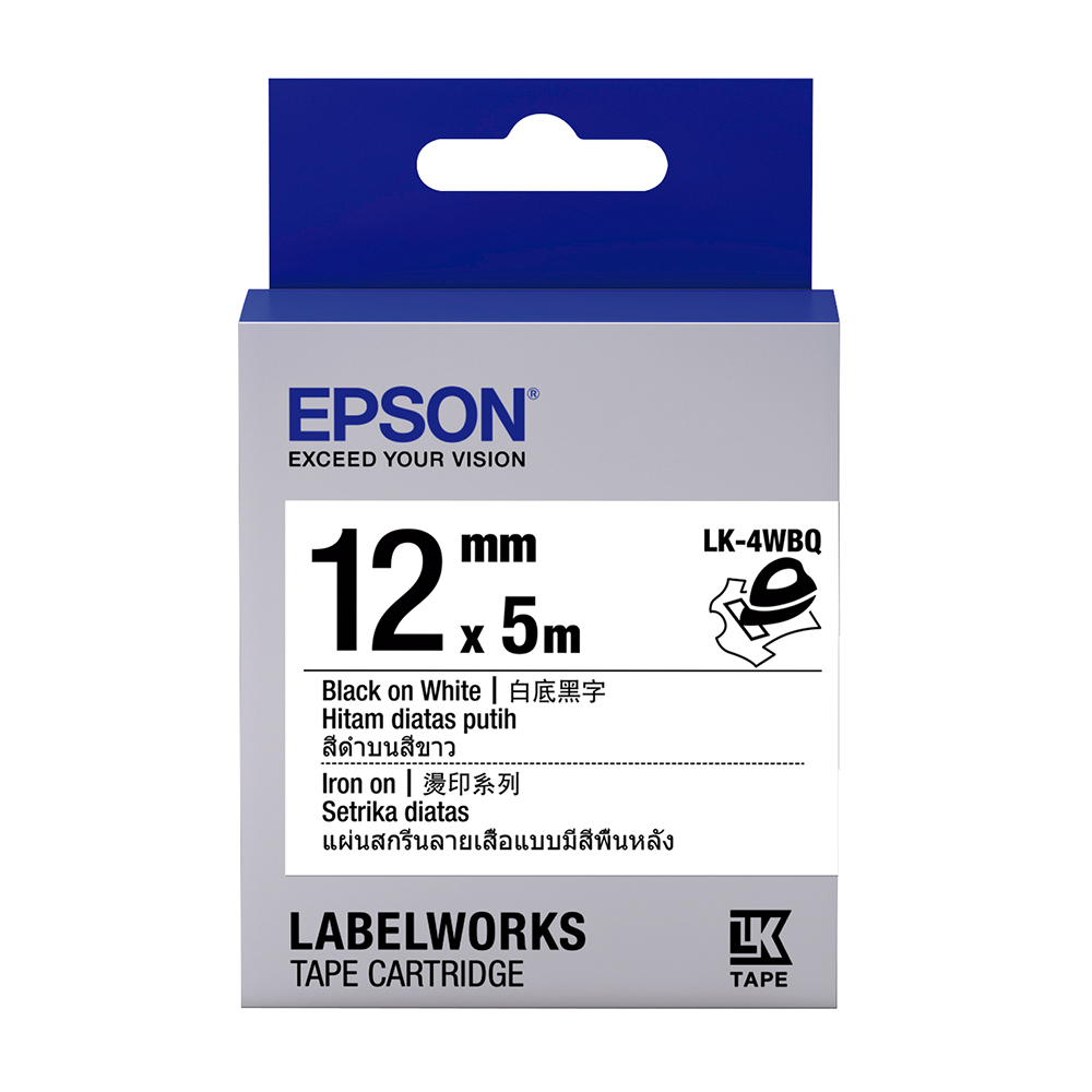 EPSON C53S654436 LK-4WBQ燙印系列白底黑字標籤帶(寬度12mm)