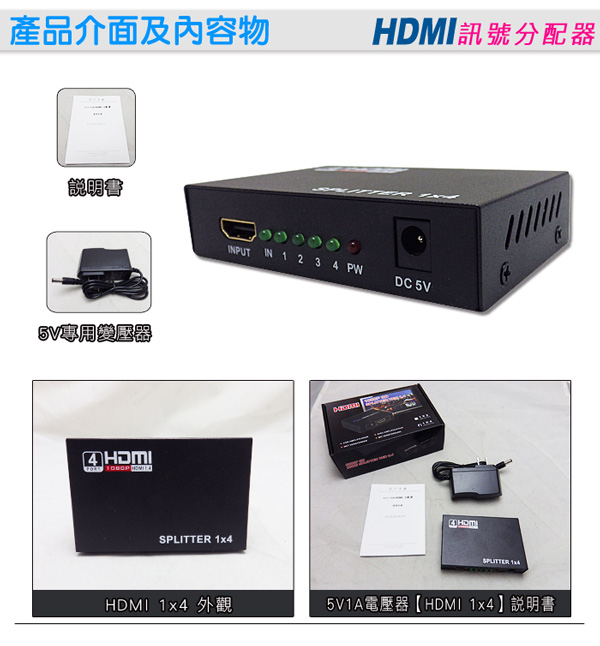 【KINGNET】HDMI1080P 全新 一進四出 1x4HDMI