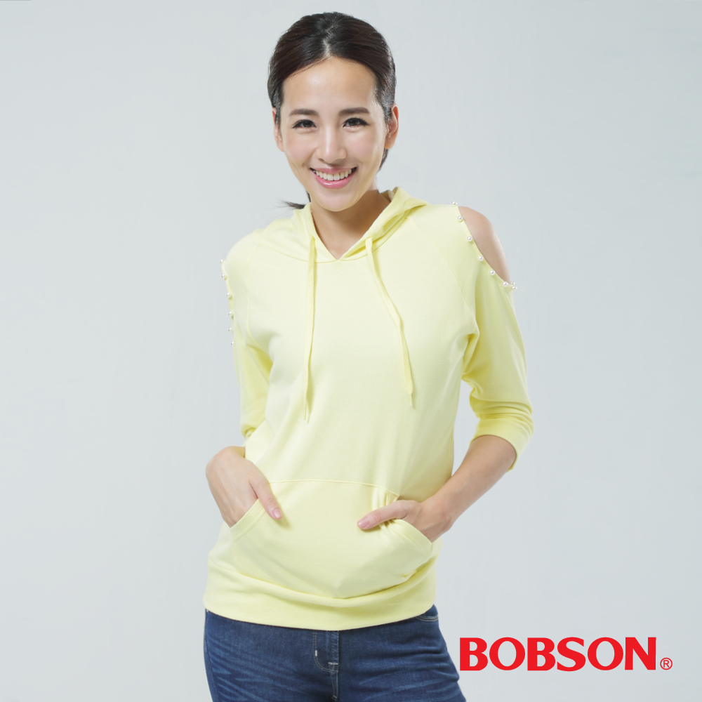 BOBSON  女款裸肩帽T