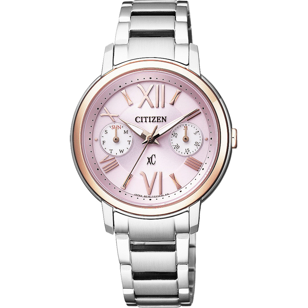 CITIZEN xC 光動能浪漫城市日曆女錶(FD1094-53W)-粉/32mm