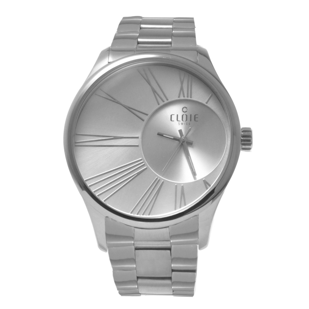 CLOIE 魅力風暴偏心不鏽鋼時尚腕錶-銀白/42mm