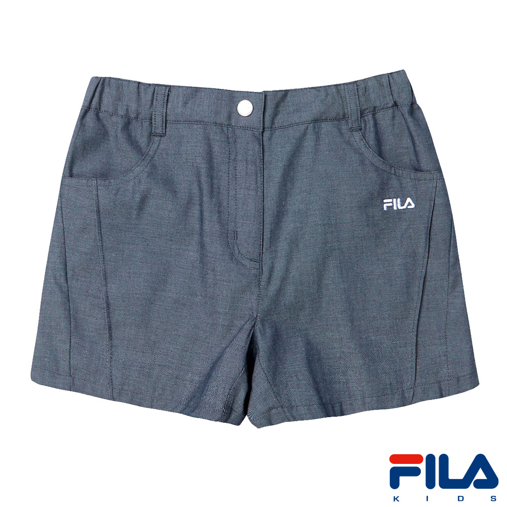 FILA KIDS 女童仿牛仔短褲-鐵灰 5SHS-4442-RG