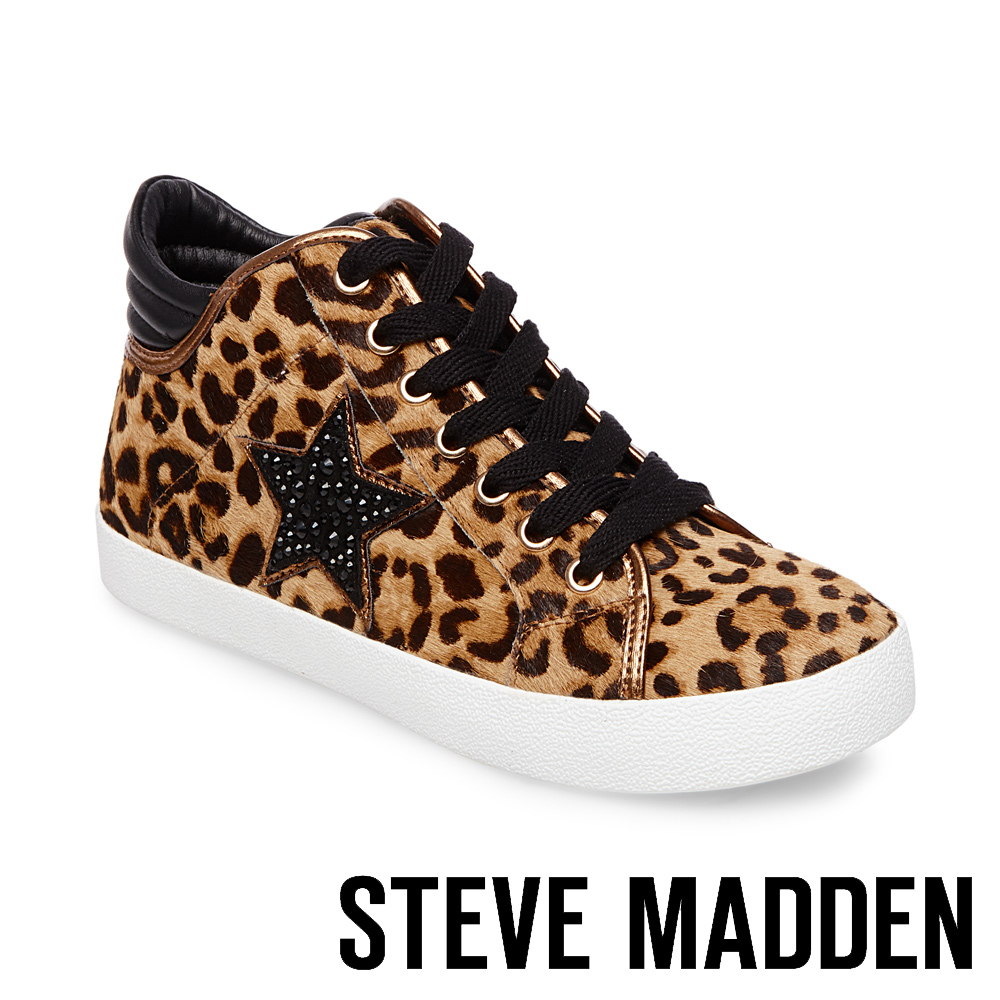 STEVE MADDEN-SAVIOR 星星綁帶高筒休閒鞋-豹紋