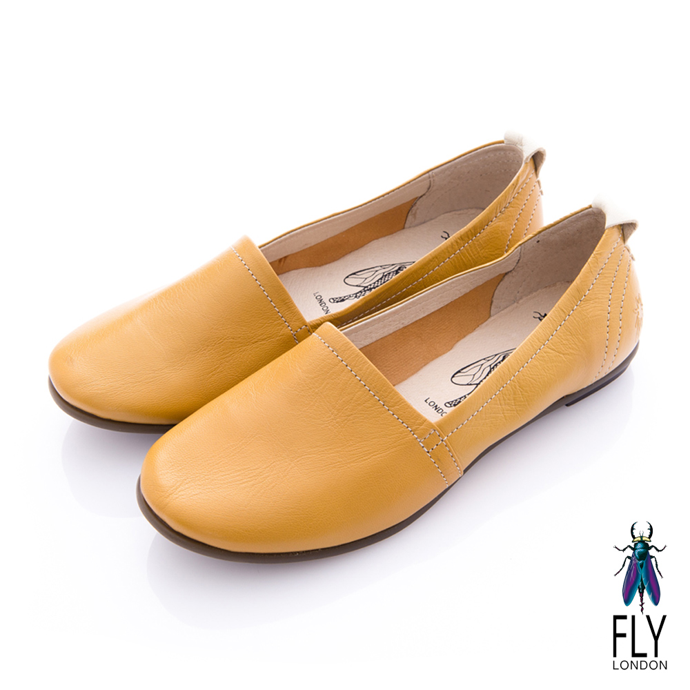 Fly London(女) 清麗佳人 三角包楦舒適單色休閒鞋 - 蜜黃