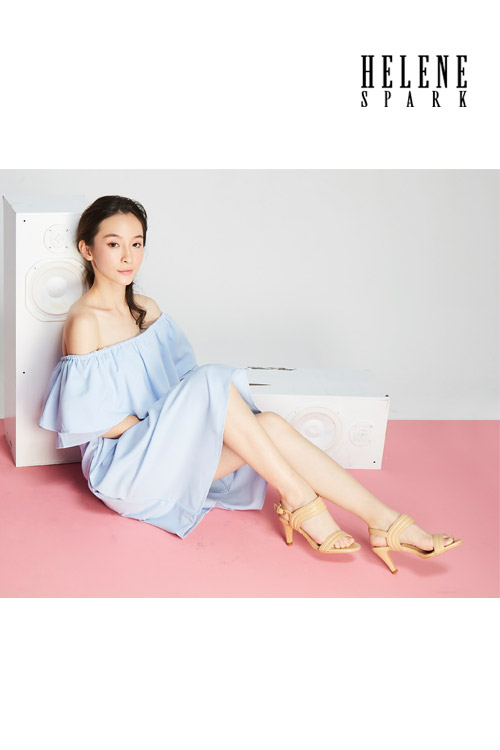 涼鞋 HELENE SPARK 知性風一字羊皮高跟涼鞋－米