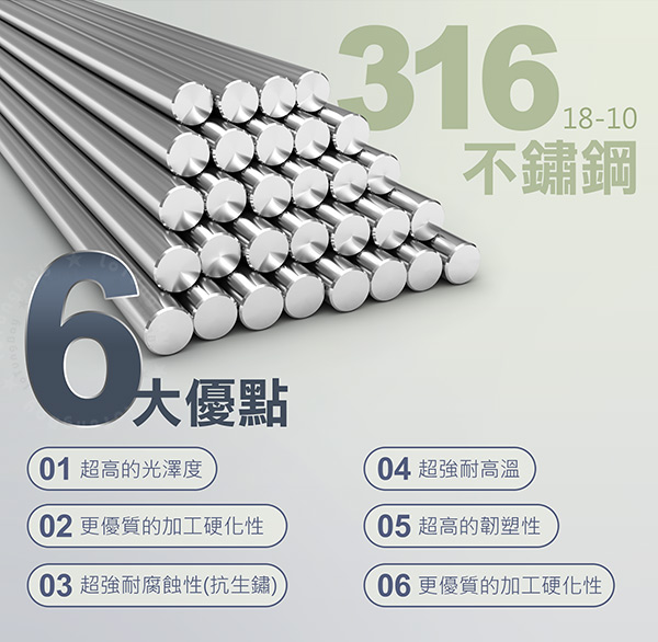 316不鏽鋼雷雕樂透筷-2組(10雙)