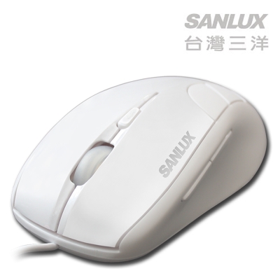 SANLUX台灣三洋超速有線光學滑鼠(白)