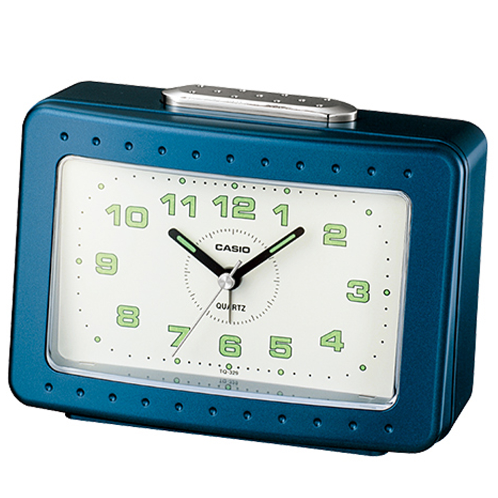 CASIO 桌上型指針長方形鬧鐘TQ-329-2(藍)