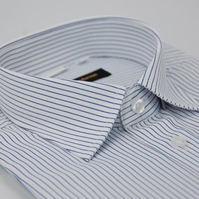 金安德森 白底藍條紋窄版短袖襯衫